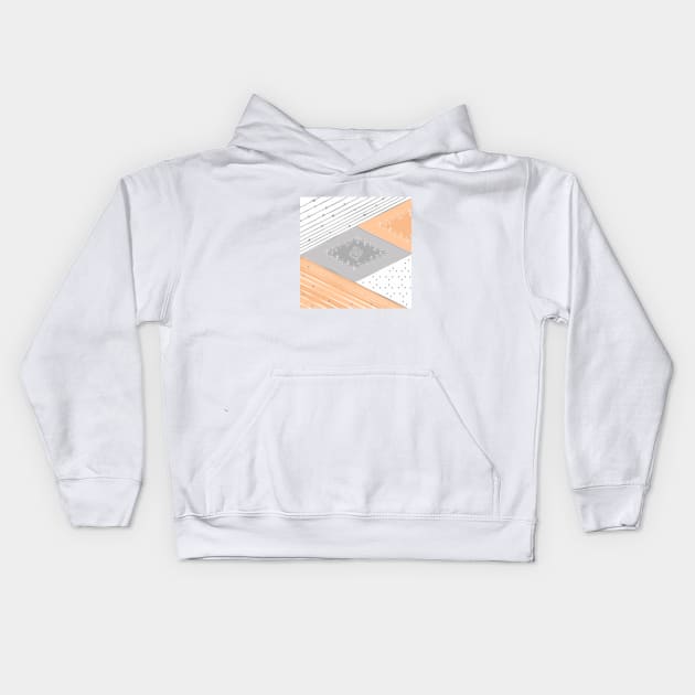 Shapes collage, stars, space, orange, grey, white, minimal, vector, geometric, modern, abstract, trendy, Kids Hoodie by PrintedDreams